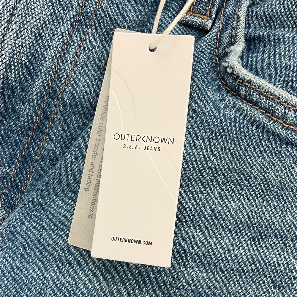 Outerknown Wide Leg Jeans NWT Size 27 Organic Cotton Sustainable Surf Blue - Picture 3 of 5